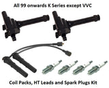 K Series Coil Packs, HT Leads and Spark Plugs Kit - Rover 25/45/75/ZR/ZS/ZT/F/TF/MG6 (1.4, 1.6 and 1.8) Non VVC - NEC000120 / NGC000040 / NLP100290