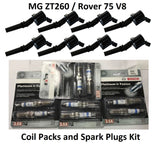 MG ZT260 V8 Coil Packs and Spark Plugs Kit - NEL000010 and NLP000120 (inc Rover 75 V8) - Genuine BERU / NGK / Ford