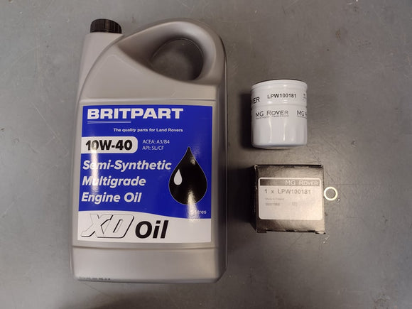 K Series Oil and Filter Kit - LPW100181 + 5L 10w40 Semi Synthetic Oil