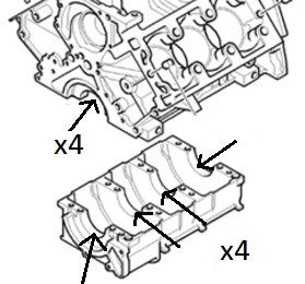 KV6 Main Bearings - Full Set of 8 - LEB101200 / LEB101210 - Genuine MG