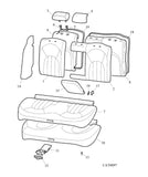 HMA004420PWH - Rover 75 Tourer/MG ZT-T Cover assembly-rear seat large split squab - Black with Grey stitching, CONTEMPORARY