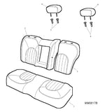 HMA000870CQA - MG ZR - Cover assembly-rear seat large split squab - Black, Monaco, Red leather inserts & stitching Without headrest