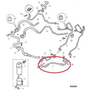 Rover 25 / MG ZR Air Conditioning Hose JUE001490 - Condenser to Receiver/Dryer - Genuine MG Rover