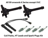 K Series Coil Packs, HT Leads and Spark Plugs Kit - Rover 25/45/75/ZR/ZS/ZT/F/TF/MG6 (1.4, 1.6 and 1.8) Non VVC