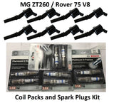MG ZT260 V8 Coil Packs and Spark Plugs Kit - NEL000010 and NLP000120 (inc Rover 75 V8) - OEM-Q