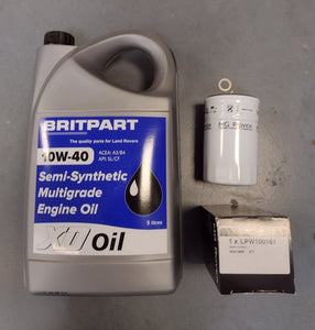 KV6 Oil and Filter Kit - LPW100161 + 5L 10w40 Semi Synthetic Oil