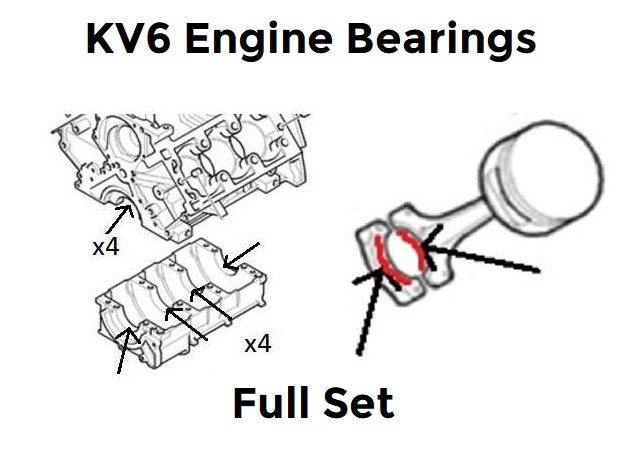 KV6 Full Engine Bearing Kit - Main and Big End Bearings - Rover 45 / 7 ...