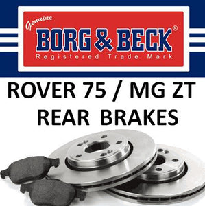 Rover 75 / MG ZT Rear Brakes - 1.8 / 1.8T / 2.0 CDT / 2.0 V6 / 2.5 V6 (Not 190) - SDB000870, SFS100190 and SFP100520